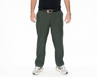 PANTALON VINTAGE, années 90, an 2000, années 2000 - pantalon plissé classique vintage des années 90 en vert foncé