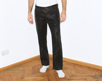 VINTAGE JOGGERS, jaren 90, Y2K, 00s - Vintage Y2K glanzende broek in donkerbruin