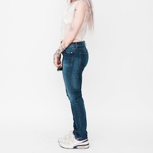 VINTAGE JEANS, 90s, Y2K, 00s - Vintage 90s womens skinny jeans in navy blue