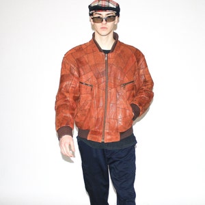 VINTAGE LEATHER JACKETS - Vintage 90s leather bomber jacket in brown