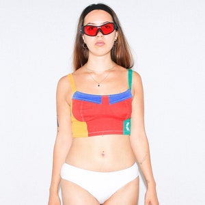 VINTAGE WOMENS TOP - Vintage Y2K colorblock bra top in multicolor