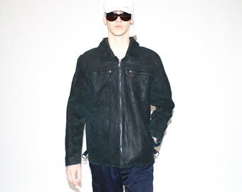 VINTAGE LEATHER JACKETS - Vintage 90s Classic Suede Leather Jacket