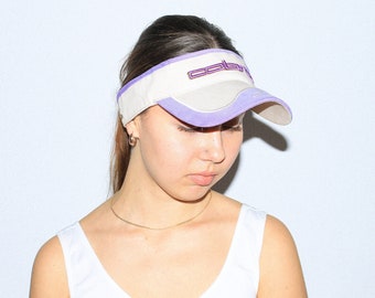 VINTAGE CAP, 90s, Y2K, 00s - Vintage 00s tennis visor cap in white / purple
