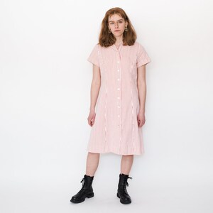 VINTAGE DRESS -Vintage 90s vertical striped cute summer dress in white