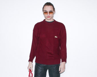 LACOSTE Vintage 70s Made in France Men's Wool Long Sleeve V-neck