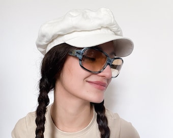 VINTAGE HAT, 90s, Y2K, 00s - Vintage 90s classic brood cap in white