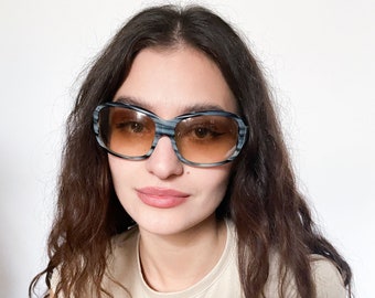 VINTAGE SUNGLASSES, 90s, Y2K, 00s - Vintage Y2K marble texture sunglasses in grey / beige