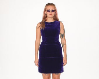 VINTAGE DRESS, 90s, Y2K, 00s - Vintage 90s velvet mini dress in purple