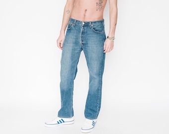 VINTAGE JEANS - Vintage 90s classic Levi&#39;s 501 jeans in blue