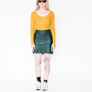 VINTAGE SKIRT 90s Y2K 00s Vintage 90s Faux Leather Mini Skirt in Dark Green Etsy