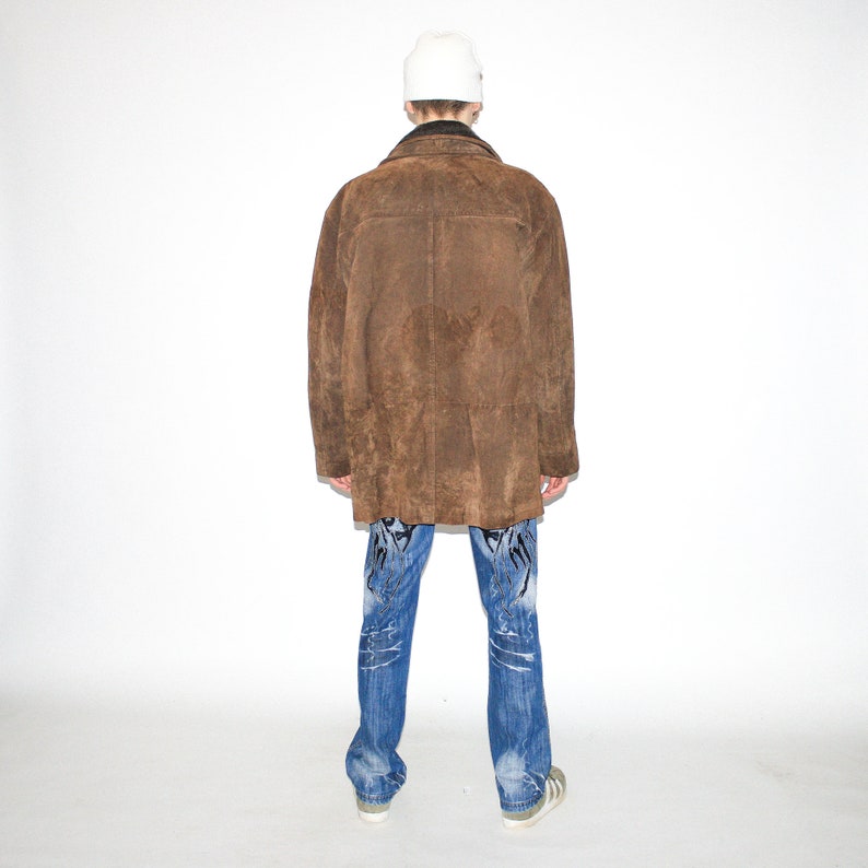 VINTAGE LEATHER JACKET, 90s, Y2K, 00s Vintage 90s warm suede leather jacket in brown image 3