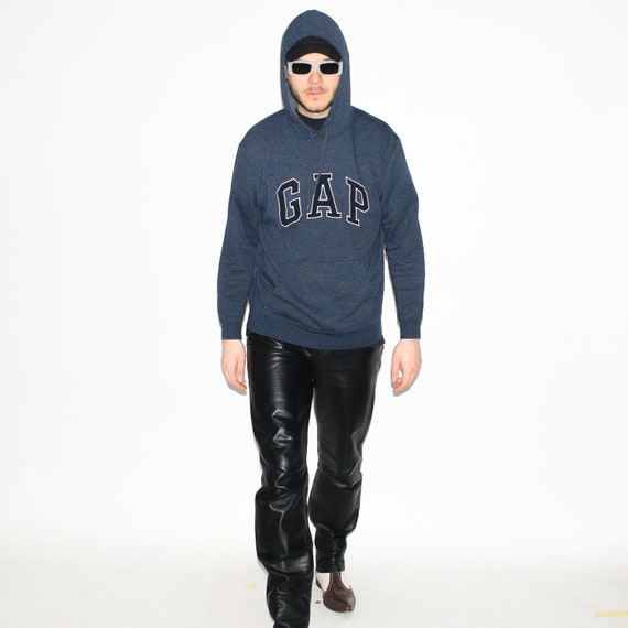 トップス old gap navy hoodie 00s 90s y2k Vintage Gap Unisex Navy Blue Cotton Hoodie Zip Size XL 90s