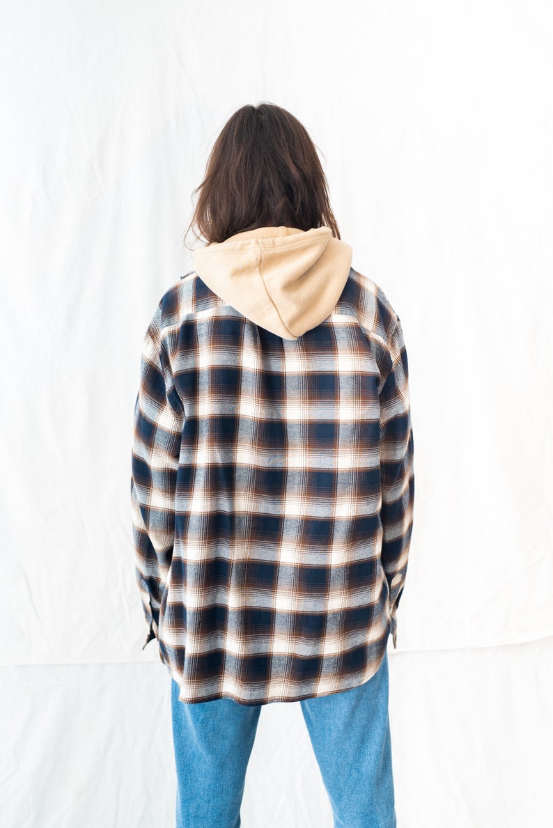 Vintage 90s oversized plaid shirt in beige
