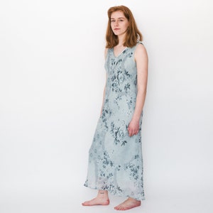 VINTAGE DRESS, 90s, Y2K, 00s Vintage long evening sleeveless maxi dress in light blue image 2