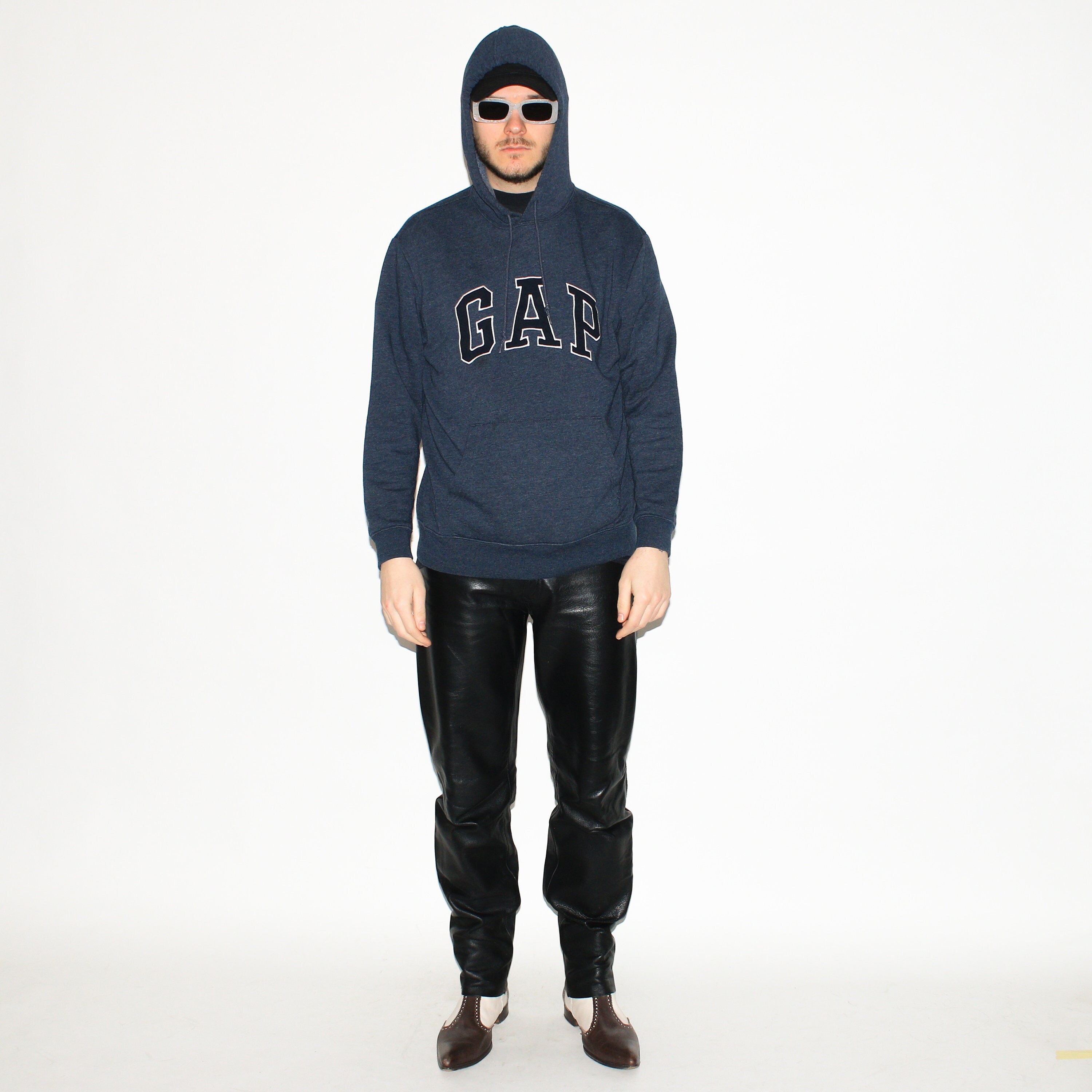 トップス old gap navy hoodie 00s 90s y2k VINTAGE HOODIE - Vintage GAP 00s Athletic Hoodie in Navy