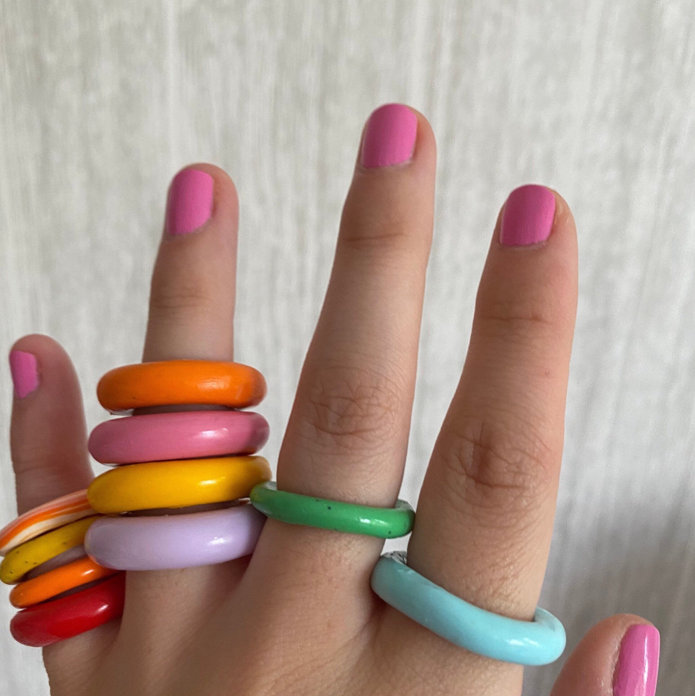 Chunky Statement Rings / handmade/ clay / colourful ring/ Etsy