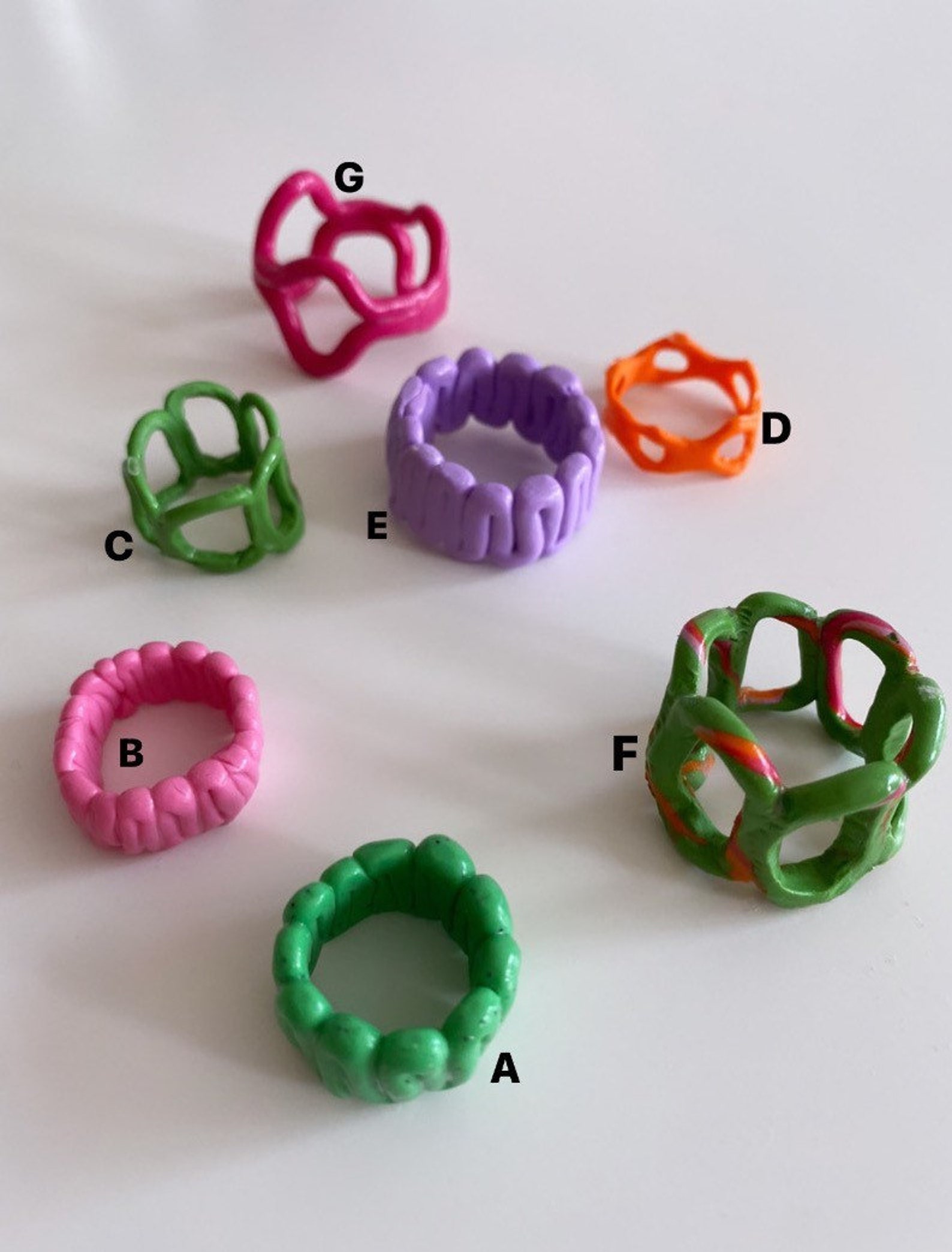 Chunky Statement Rings / Handmade / Clay / Colourful Ring / Etsy UK