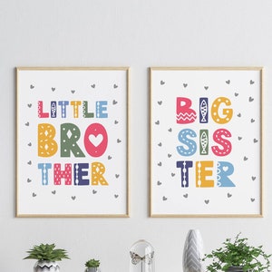 Big Sister Little Brother Wall Art, Brother And Sister Room Decor, Siblings Art, Shared Room Ideas, Kids Room Signs, Nursery & Bedroom Decor
