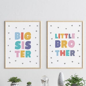 Big Sister Little Brother Wall Art, Brother And Sister Room Decor, Siblings Art, Shared Room Ideas, Kids Room Signs, Nursery & Bedroom Decor