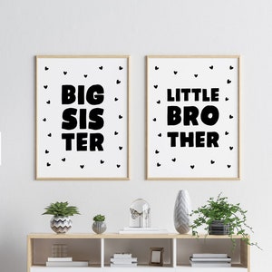 Big Sister Little Brother Wall Art Brother And Sister Room Decor, Siblings Art, Shared Room Ideas, Kids Room Signs, Nursery & Bedroom Decor