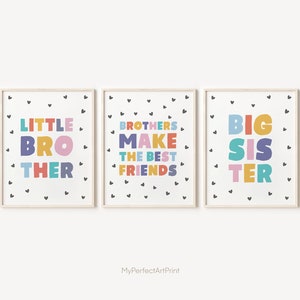 Big Sister Little Brother Wall Art, Brother And Sister Room Decor, Siblings Art, Shared Room Ideas, Kids Room Signs, Nursery & Bedroom Decor