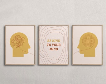 Be Kind To Your Mind Art Print, Boho Mental Health Decor (Digital Download)