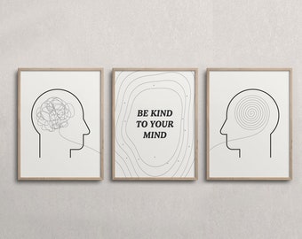 Be Kind To Your Mind Art Print, Mental Health Decor (Digital Download)