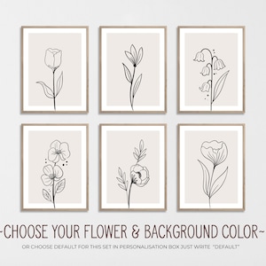 6 Botanische Linie Kunst Blume Linie Kunst Wand Dekor Print Floral Linie Zeichnung Abstrakt Botanischer Druck Wohnzimmer Dekor minimalistische Wand-Dekor