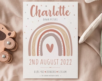 Rainbow Baby Birth Stats Print, Personalized Keepsake (Digital Download)
