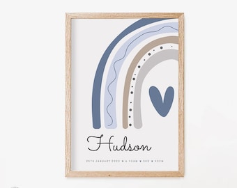 Rainbow Birth Stats Print, Personalized Baby Keepsake (Digital Download)