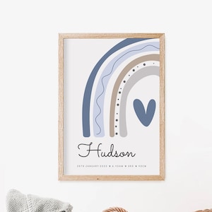 Póster de estadísticas de nacimiento del arco iris, Regalo de bebé recién nacido, Impresión de nombre personalizado para niña y niño, Anuncio de nacimiento, Arte de pared digital de estadísticas de nacimiento personalizadas