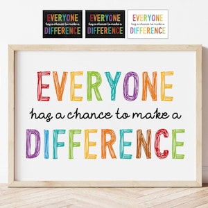 Everyone Has a Chance to Make a Difference Positive Poster, Classroom Poster,