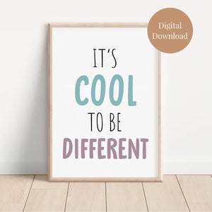 È bello essere diversi. Arte positiva per la classe, poster educativo, decorazioni per la scuola domestica, poster per la sala giochi, autostima, poster per la mentalità di crescita.