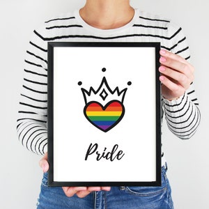 Rainbow Heart Pride kunst aan de muur, Rainbow Pride print, liefde is liefde, World Pride home decor, LGBTQ Pride Art, Gay Wall Art, Pride Flag, LGBTQ