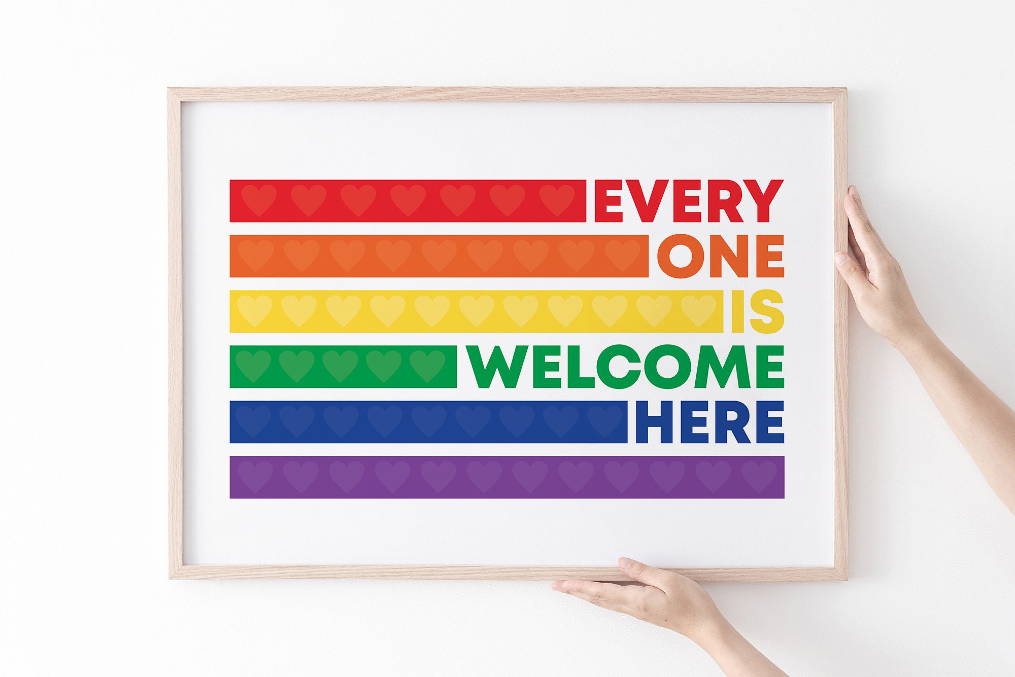 Rainbow Everyone Is Welcome Here Wall Print Classroom Poster - Etsy Polska