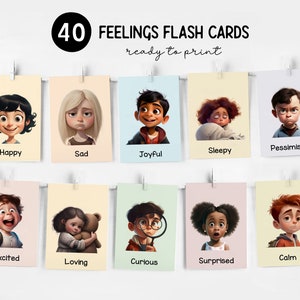 40 Tarjetas didácticas de emociones fotográficas imprimibles, Tarjetas didácticas de sentimientos, Tarjetas de emociones y sentimientos en color pastel, Materiales Montessori, Descarga digital
