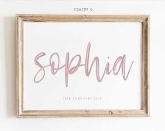 Benutzerdefinierte Baby Name Aquarell Druck, Kinderzimmer Wand Kunst (digitaler Download)
