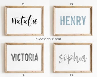 Aangepaste afdruk babynaam: kunst aan de muur kinderkamer (digitale download)