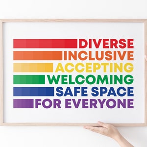 Diversità inclusiva Accettazione Accoglienza Spazio sicuro per tutti Aula Asilo nido per bambini Poster Arcobaleno LGBT Poster / Poster LGBTQ / Stampa LGBTQ
