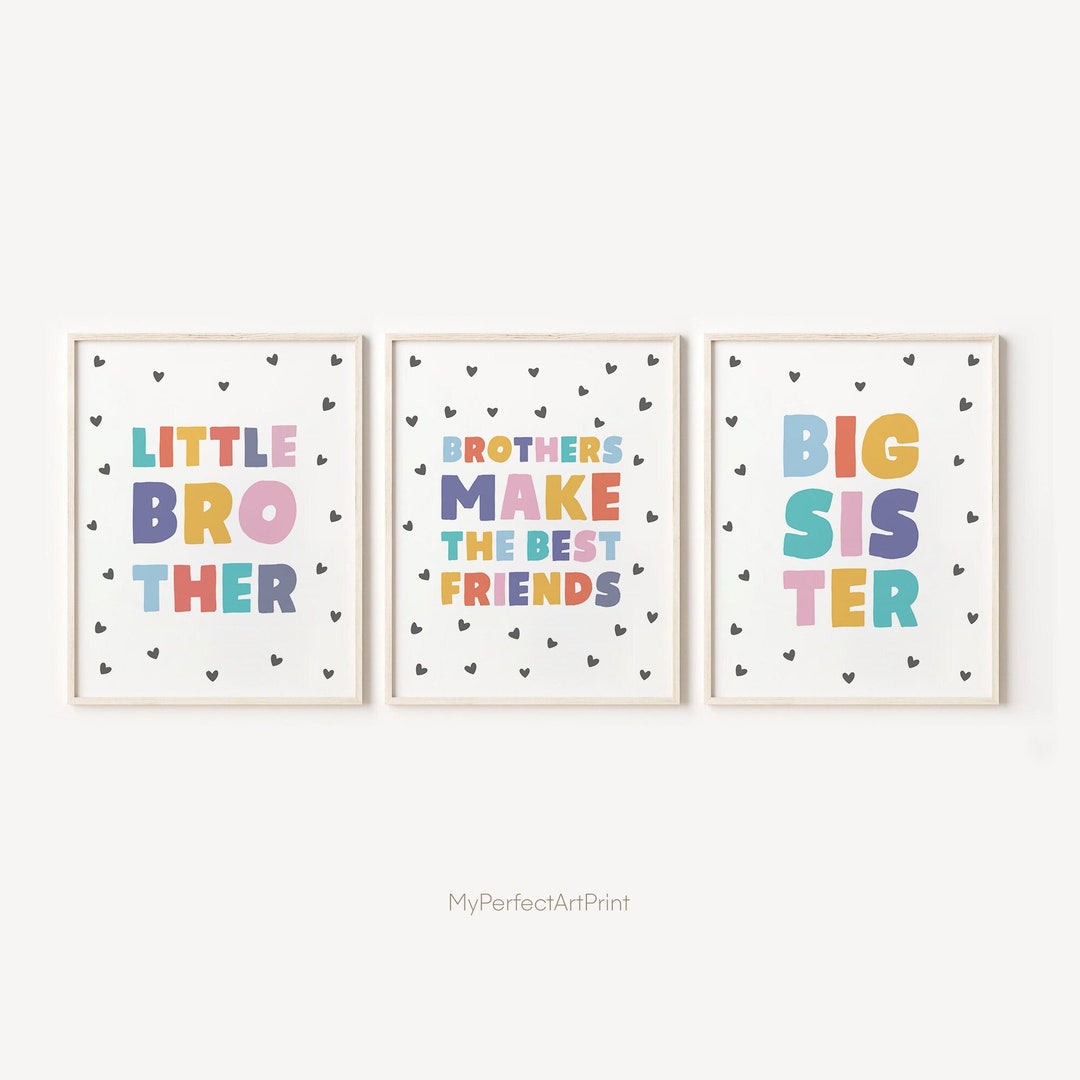 Big Sister Little Brother Wall Art, Brother and Sister Room Decor ...