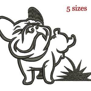 Motif de broderie bouledogue français