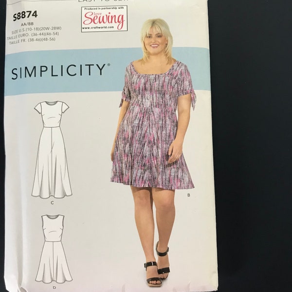 Simplicity 8874, Summer dress, size 10-28 (36-54)