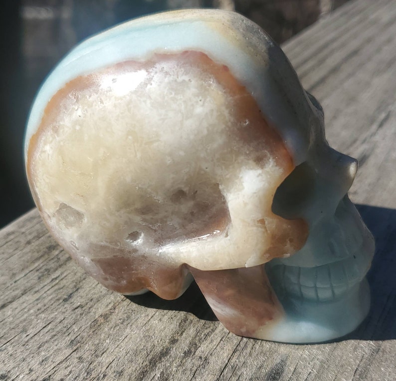 Carribian calcite skull sky blue skull
