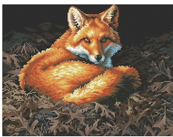 Fuchs Kreuzstichmuster | Waldtiere Kreuzstich Muster | Sofort Download PDF