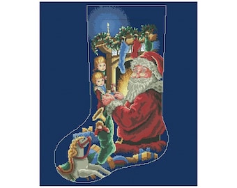 Kruissteekpatroon kerstsok | Kerstsok kruissteek | Pdf direct downloaden