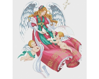 Angel Baby Cross Stitch Pattern | Religious Cross Stitch | Instant Download PDF
