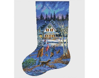 Christmas Stocking Cross Stitch Pattern | Victorian Stocking Cross Stitch | Instant Download PDF
