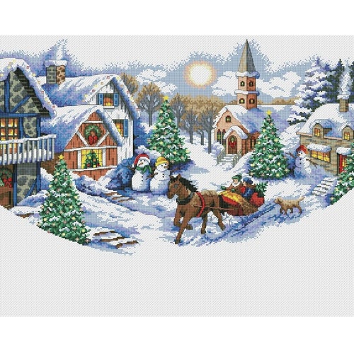 Christmas Tree Skirt Cross Stitch Pattern Colorful DIY Etsy