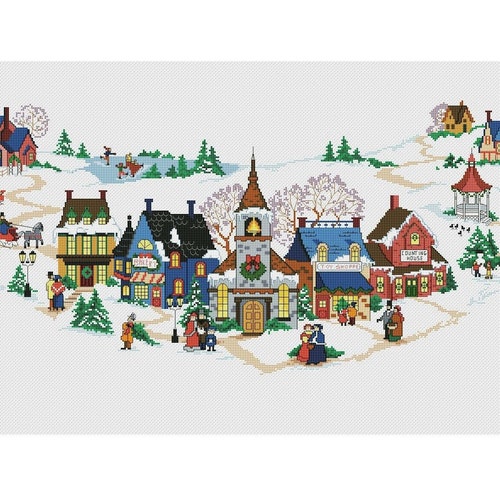 Christmas Tree Skirt Cross Stitch Pattern Colorful DIY Etsy