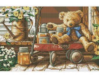 Teddy Bears Cross Stitch Pattern | Honey Cross Stitch Pattern | PDF Instant Download
